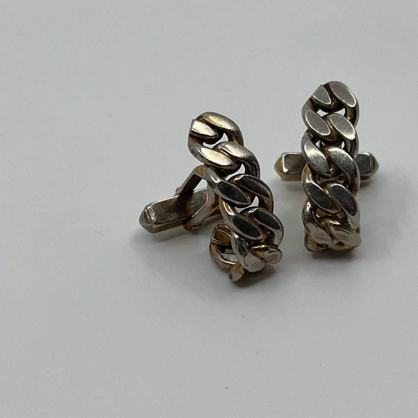 Vintage 1950s MCM MOD SWANK Cufflinks Curled Braid Metallic Tone SE1