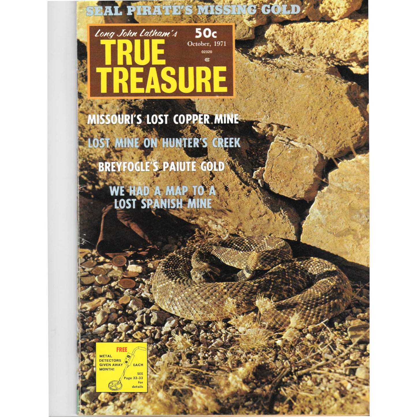 Long John Lathams Lost Treasure Magazine Lost Mines, Buried, Sunken Oct 1971 MB1