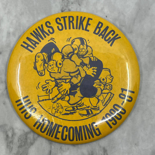 1980-81 Hermantown Hawks Homecoming Football Pinback Button 3.5” SF1