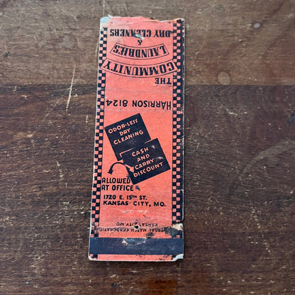 The Community Launderers Kansas City MO Advertising Matchbook Cover MM11-6