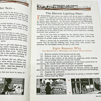 c1910 Private Water Systems Booklet Milwaukee Air Power Pump Co. WI TF7