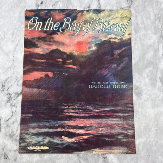 On the Bay of Biscay, by Harold Robe 1919 Sheet Music V38-2