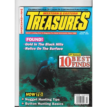 Western and Eastern Treasures Magazine Mar 1996 Vol. 30 Metal Detecting Gold M1