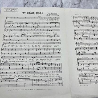 MY DIXIE ROSE Ernie Burnett 1920 Vintage Sheet Music V39-3