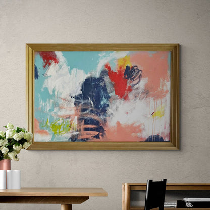 Original MASSIVE Framed Abstract Art Painting 39x96" Wheel in the Sky With COA
