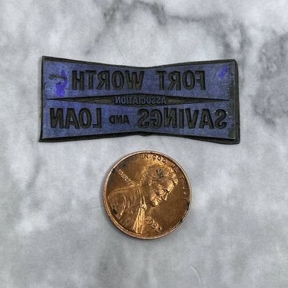 Vintage Letterpress Printers Block Plate Fort Worth Savings and Loan SE822