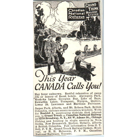 Canadian National Grand Trunk Railway System - 1921 Original Ad TJ7-S