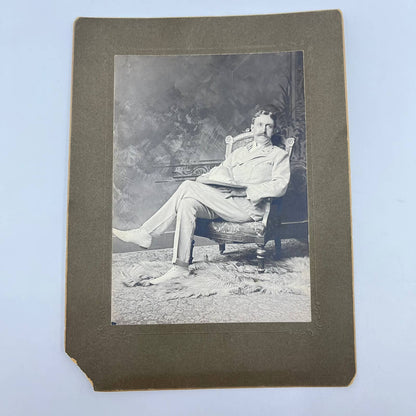 1904 Photo Portrait Man on Fur Rug Ceylon Colombo Sri Lanka “In the Orient” SC6