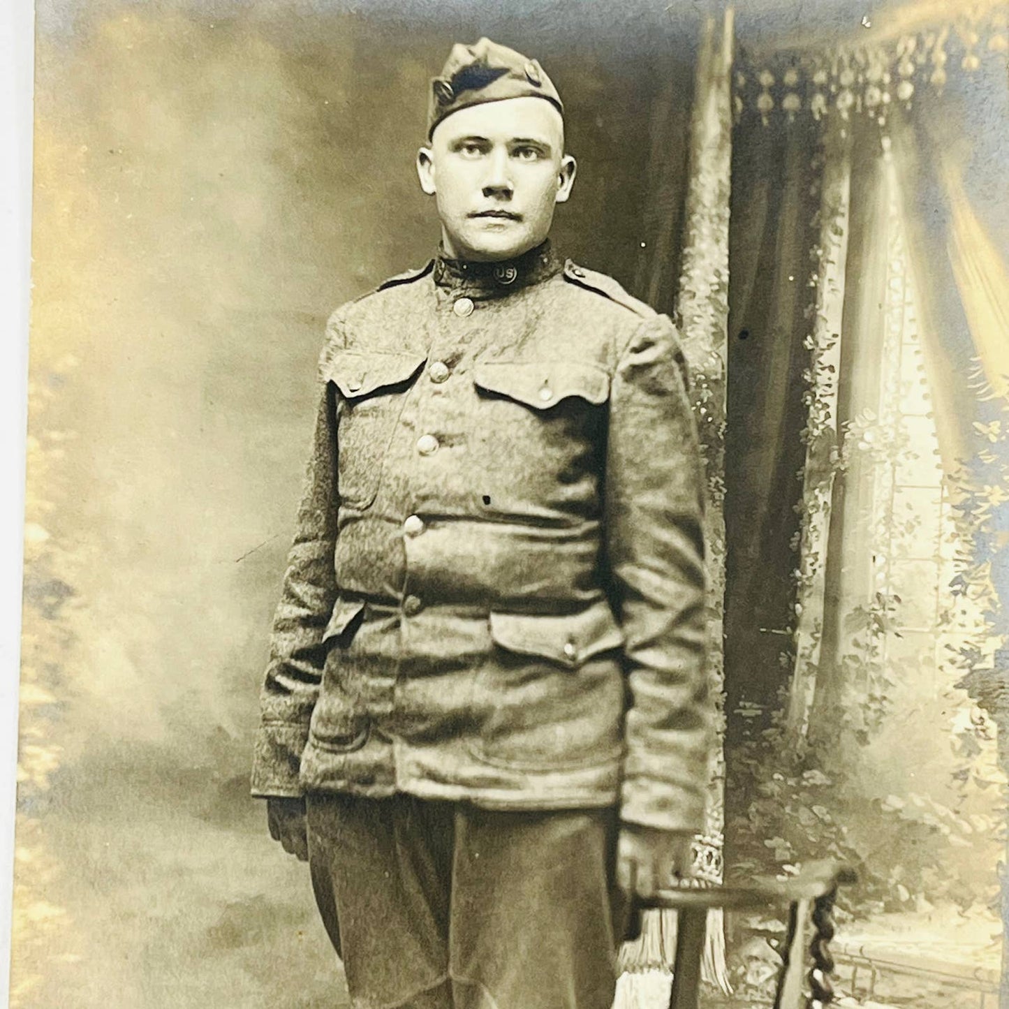 Early 1900s RPPC WWI US Army Military Soldier Posing PA9