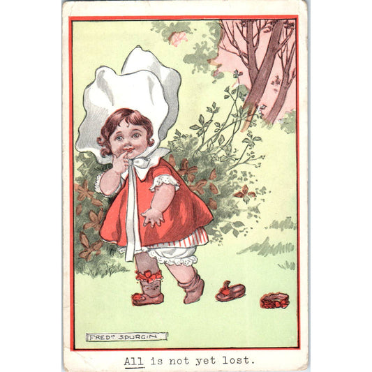 Little Girl in Bonnet Fred Spurgin 1916 Original Postcard TK1-22