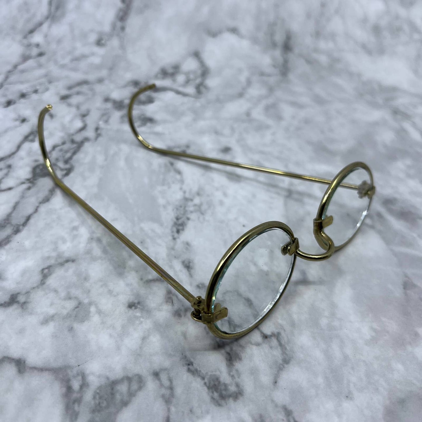 Antique Heavy Gauge Gold Tone Oval Spectacles Eyeglasses Steampunk SE9