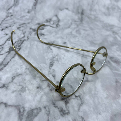 Antique Heavy Gauge Gold Tone Oval Spectacles Eyeglasses Steampunk SE9