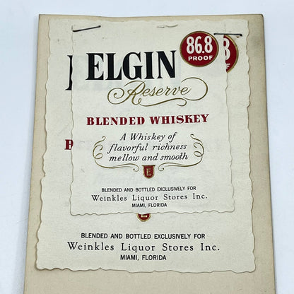 Elgin Reserve Whiskey Label Set of 2 Weinkles Liquor Stores Miami FL