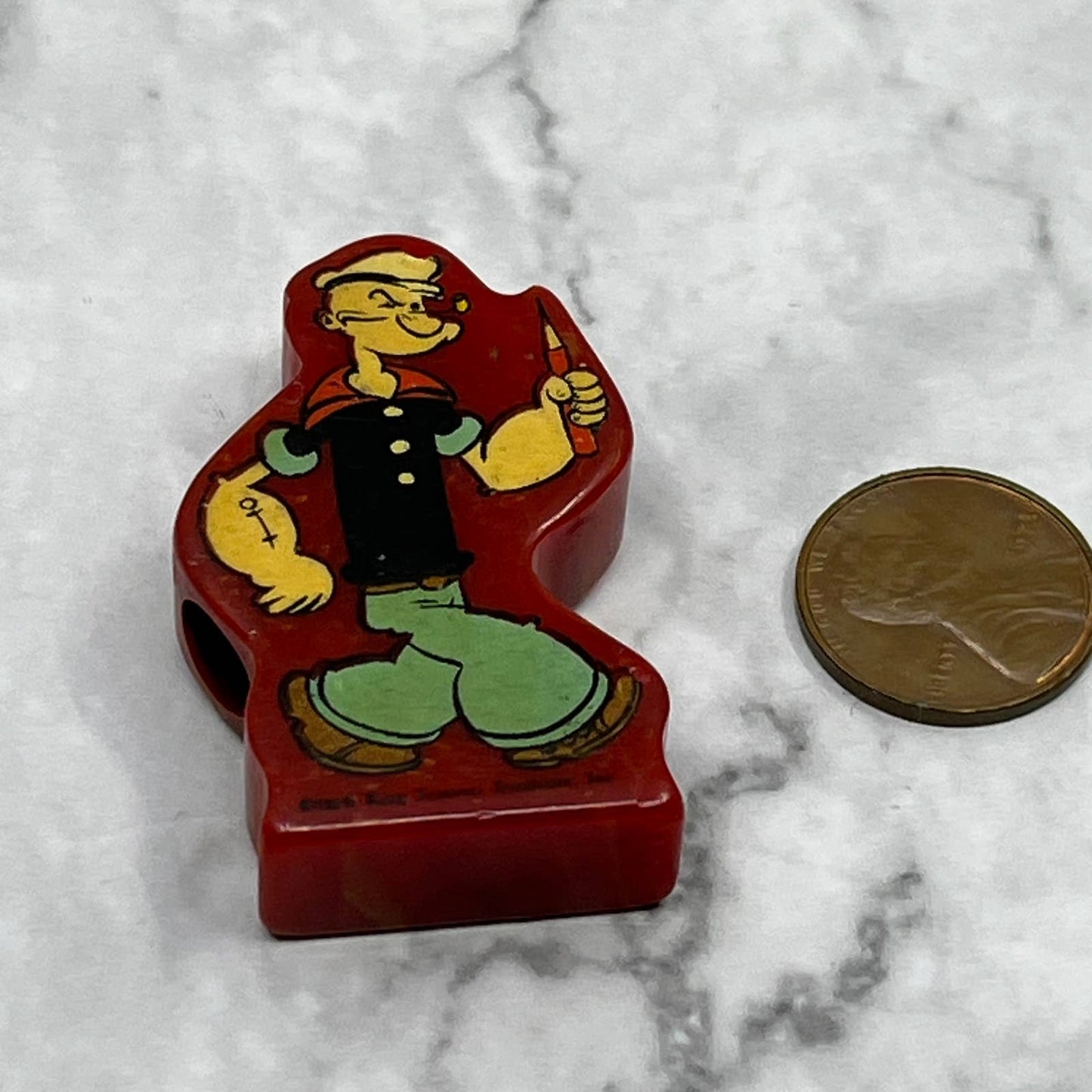 Vintage RED Bakelite Popeye Pencil Sharpener, King Features Syndicate Inc SE7