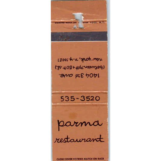 Parma Restaurant New York Advertising Matchbook Cover SA1-M9