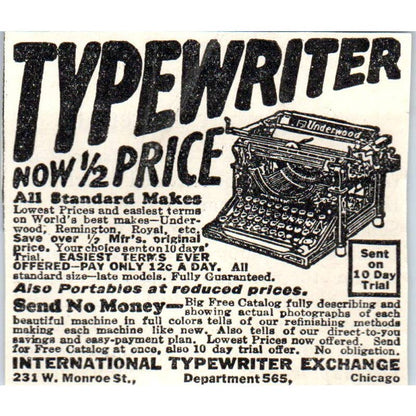 1931 International Typewriter Exchange Chicago Advertisement ~2x2.5 SE6-1