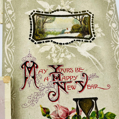 1910s Lot of 15 Antique Holiday New Year’s Post Cards Embossed Gilt EA2