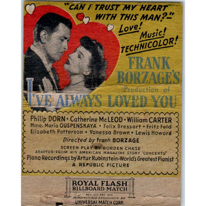 Republic Studios Frank Borzage I've Always Loved You Wide Matchbook SA9-M7