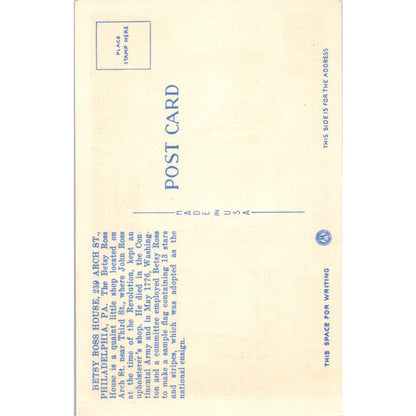 Vintage Postcard Betsy Ross House in Philadelphia PA TI1-1