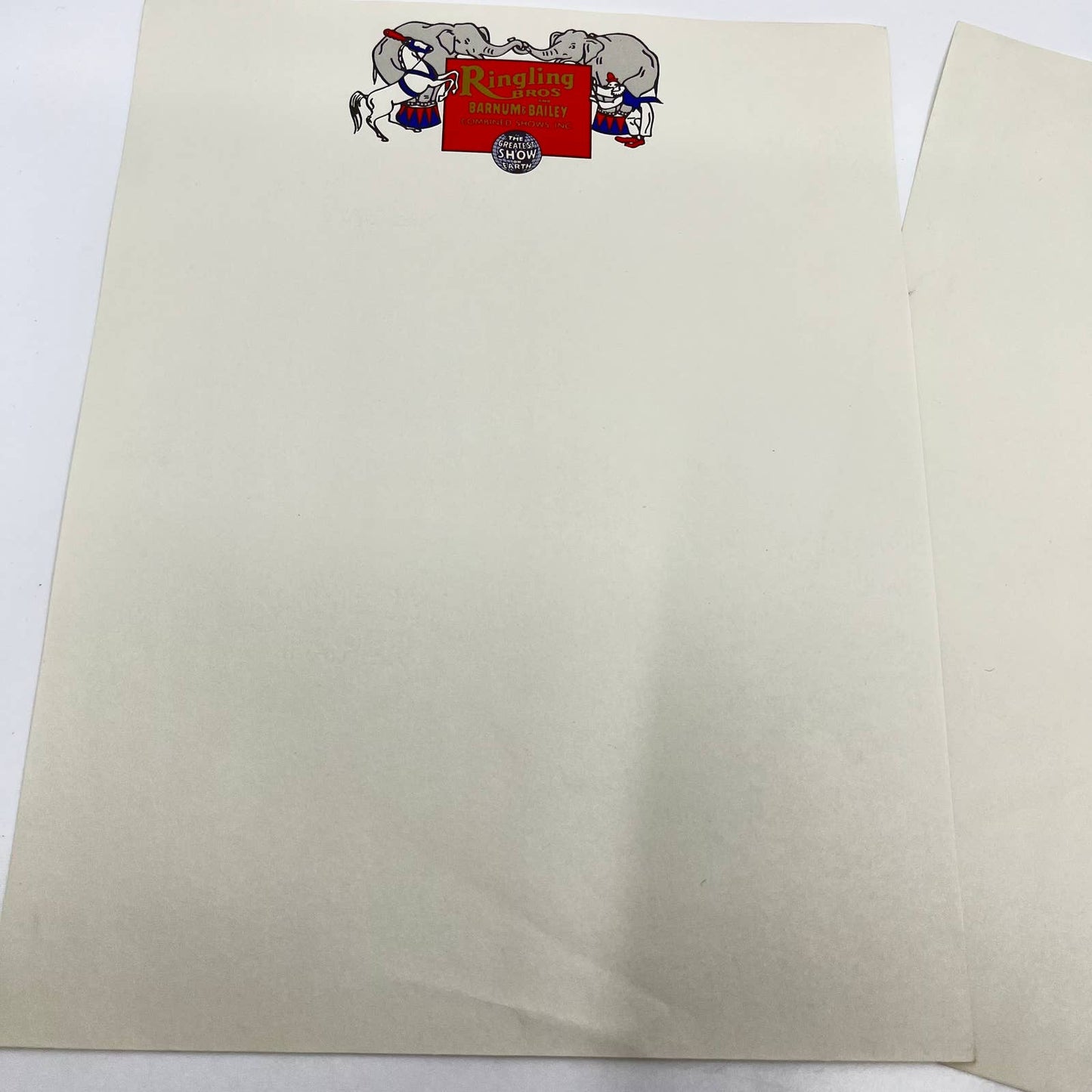 Vintage Ringling Bros. & Barnum and Bailey Circus Blank Letterhead 3 Pieces AB3