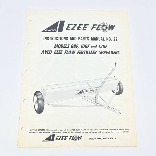1973 New Idea Avco Instructions Parts Manual EZEE FLOW Fertilizer Spreaders TB9