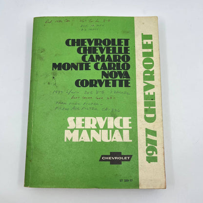 Original 1977 Chevy Shop Manual Chevelle Camaro Monte Carlo Nova Corvette TF9