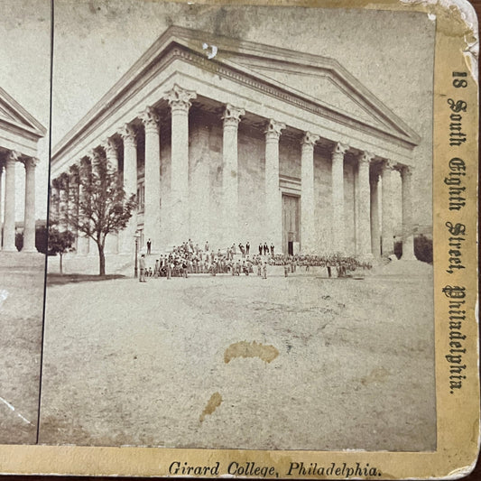 Girard College Philadelphia Pennsylvania c1880 Antique Stereoview Card TJ9-V2