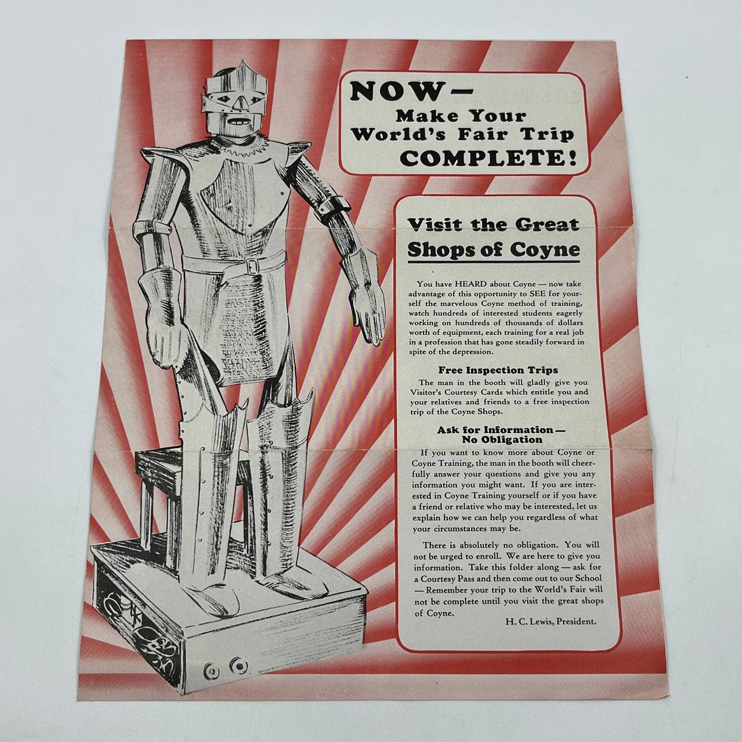 VTG 1933 Chicago Worlds Fair Coyne Electrical Radio School Brochure AB8