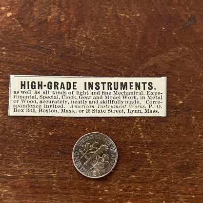 High-Grade Instruments Lynn, MA Original Advertisement AD8-P28