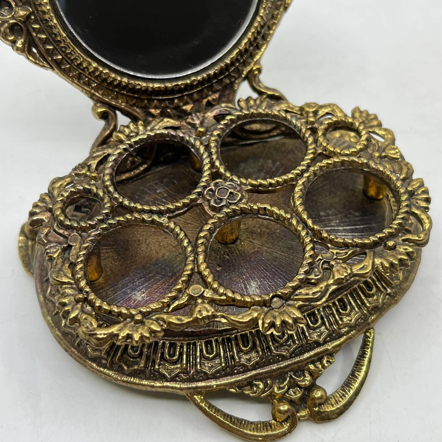 Vintage Celeste Lipstick Holder Gold Tone Filagree Ornate Vanity 5 Tubes TI4