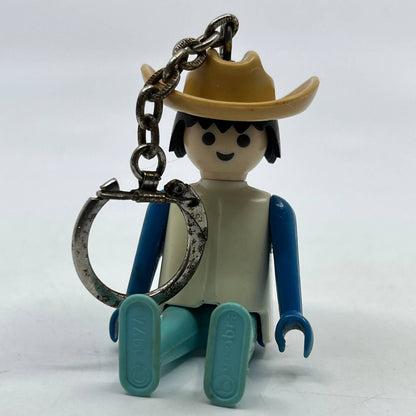 1974 Playmobil Figure Keychain Cowboy Hat Toy Promo Key Chain Geobra TD2