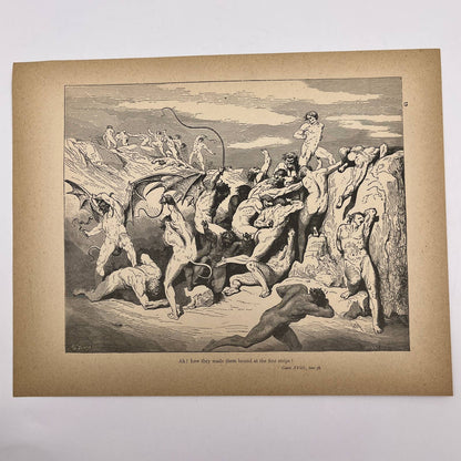 Original 1880s Gustave Dore Engraving Divine Comedy Infidel Seductive Demons FL4