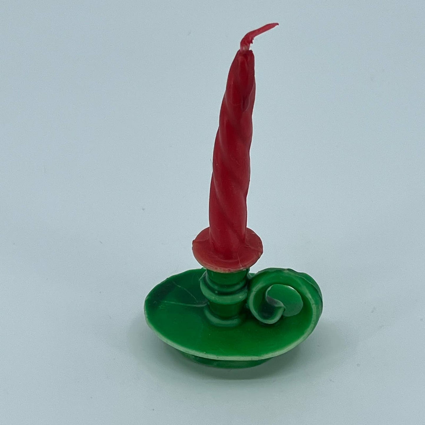 Vintage 1960s Red and Green Twist Wax Christmas Candle 3” SA2