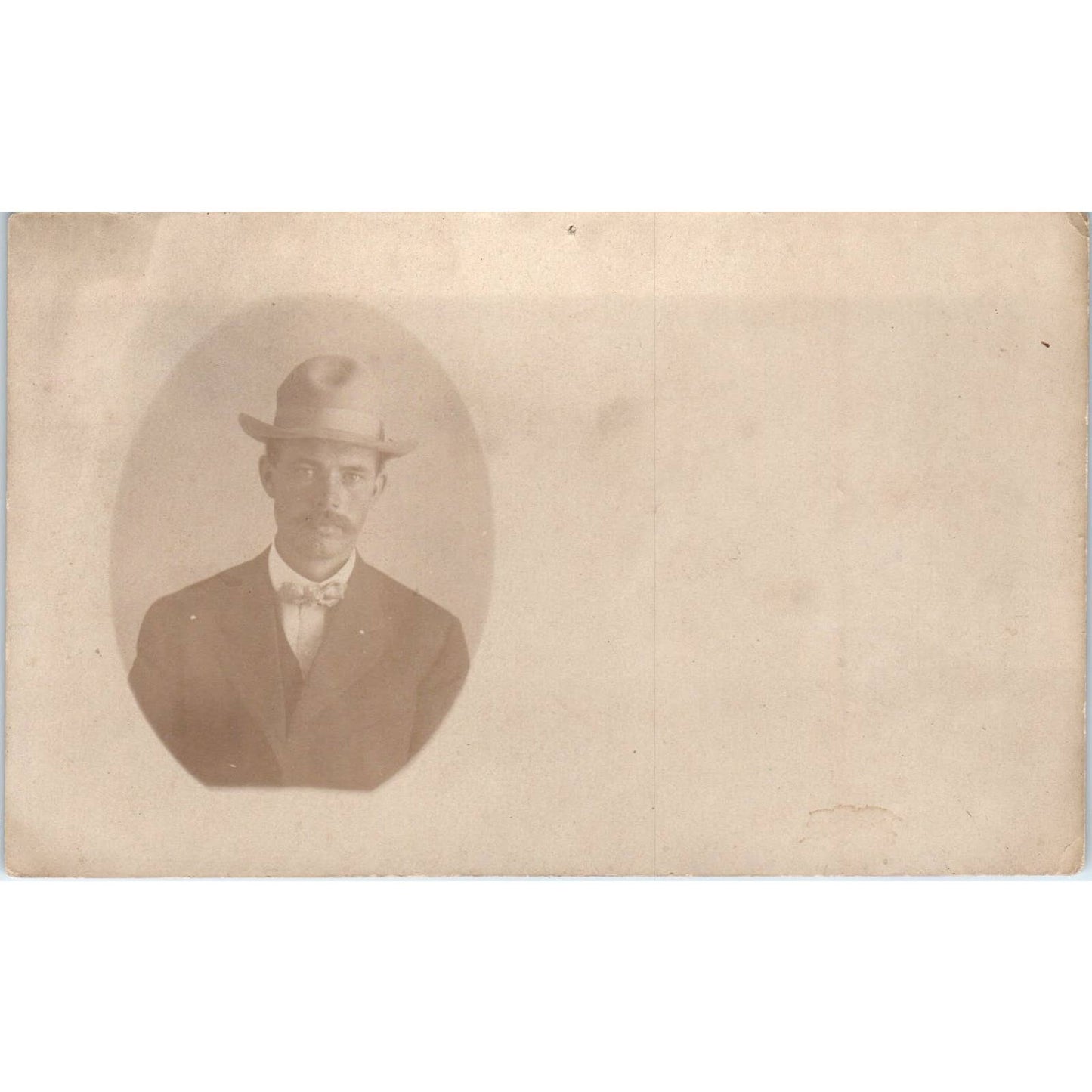 Antique RPPC Postcard Man Wearing Derby Hat EA3