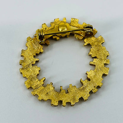 Vintage MCM BRUTALIST Wreath Brooch Gold Tone SA6