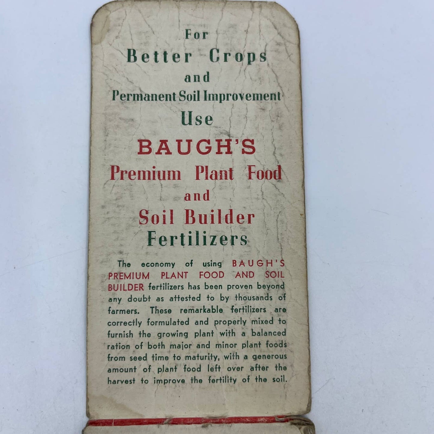 Antique BAUGH'S Plant Food and Soil Builder Fertilizers Advertising Notepad TH7