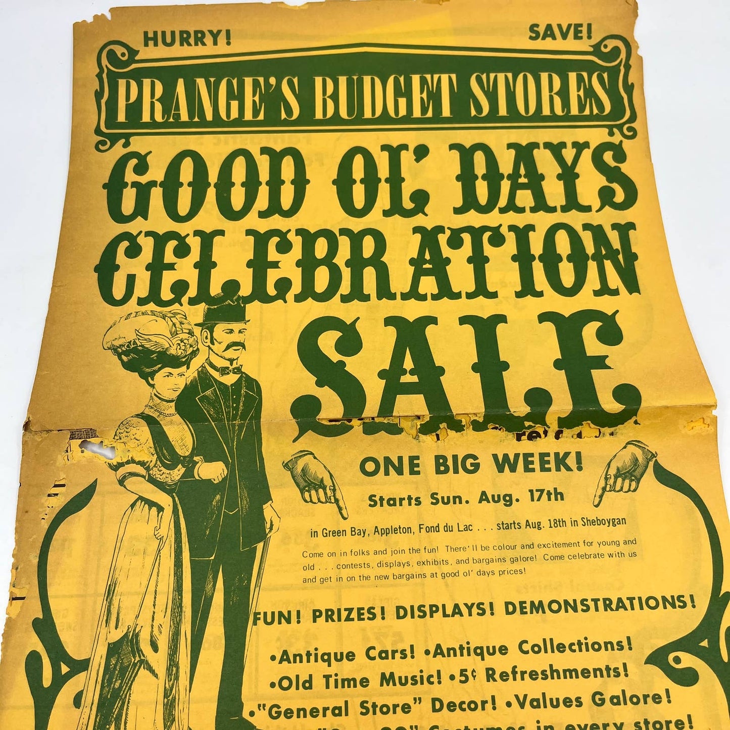 1970s Prange's Budget Stores Good Ol' Days Sale Flyer Green Bay Appleton WI FL5