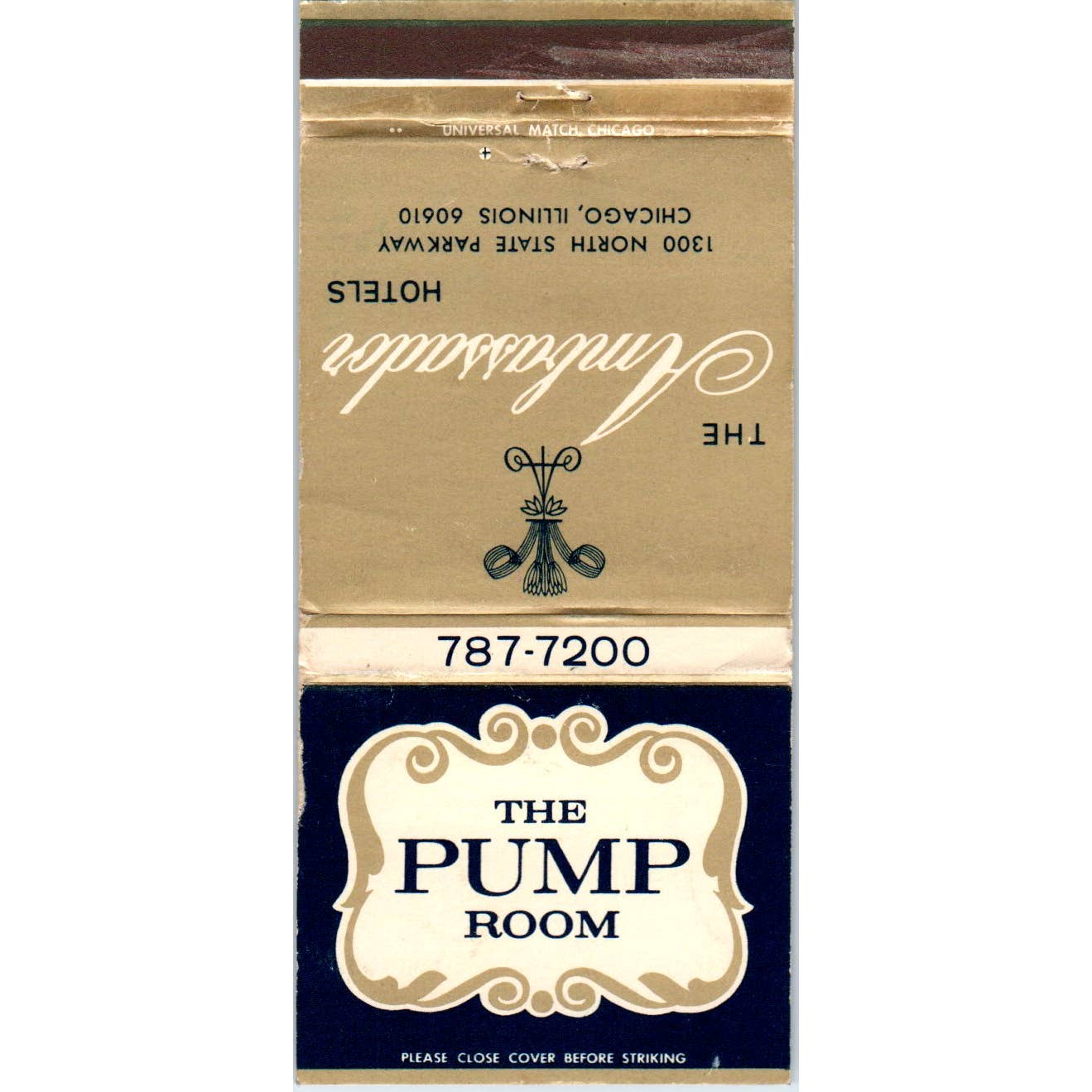 The Pump Room Ambassador Hotel Chicago Advertising Matchbook Cover SA1-M10