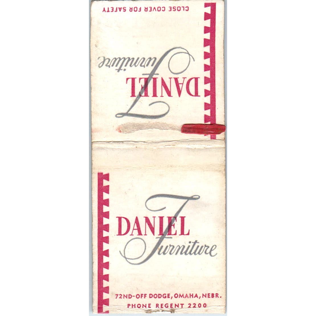 Daniel Furniture Omaha NE Advertising Matchbook Cover SA9-M2