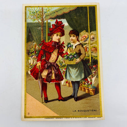 Victorian 1800s French Advertising Trade Card Au Bon Marché La Bouquetiére AA2