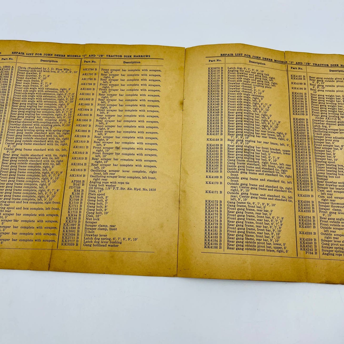 1940 John Deere Model J and JB Tractor Disk Harrows Operators Manual C11