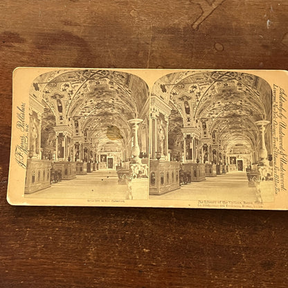 Library of the Vatican Rome Italy 1894 Antique Stereoview Card H2-2