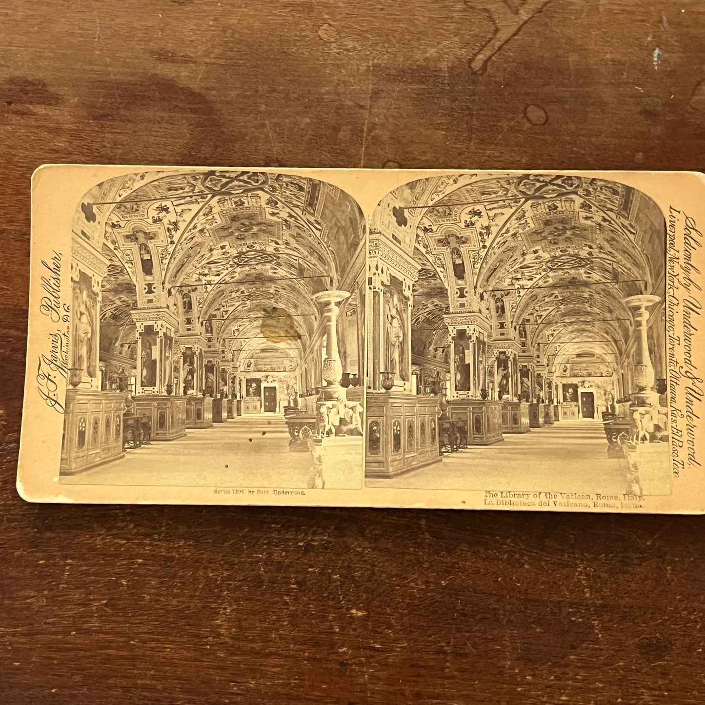 Library of the Vatican Rome Italy 1894 Antique Stereoview Card TJ9-V1