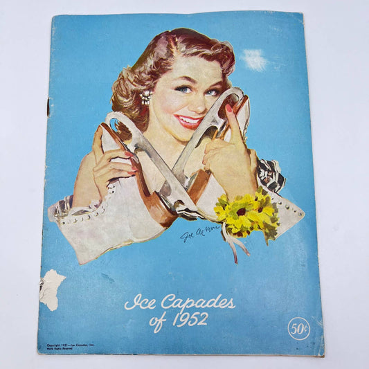 ICE CAPADES Souvenir Program WALT DISNEY CINDERELLA Joe De Mers Cover 1952 TF5