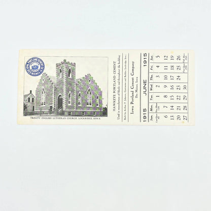 1916 Hawkeye Portland Cement Co Blotter Des Moines Trinity Lutheran Church AB8