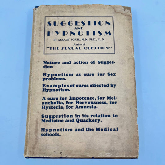 1927 Psychotherapy and Suggestion or Hypnotism August Forel Dust Jacket TF4