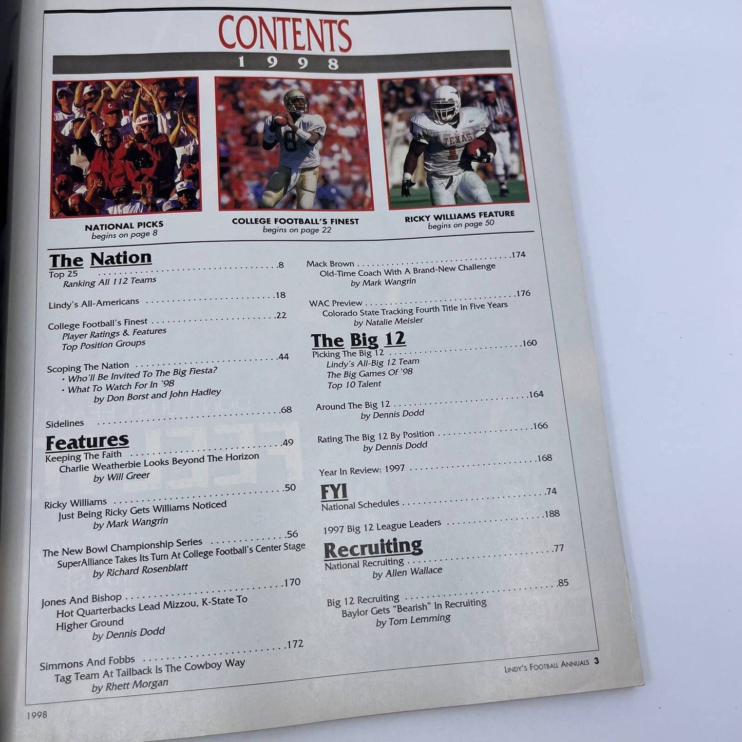 1992 Lindy's Big 12 Football Annual Magazine Nebraska Cornhuskers Solich TH6