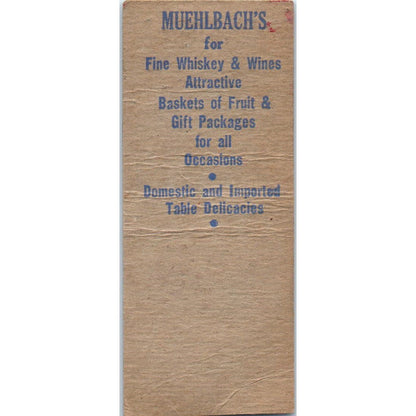 Muehlbach's Kansas City MO Advertising Matchbook Cover SA9-M1