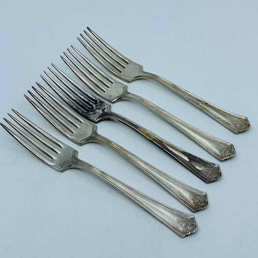 1914 WM Rogers Ashland Silverplate Dinner Fork Set of 5 SB7-5