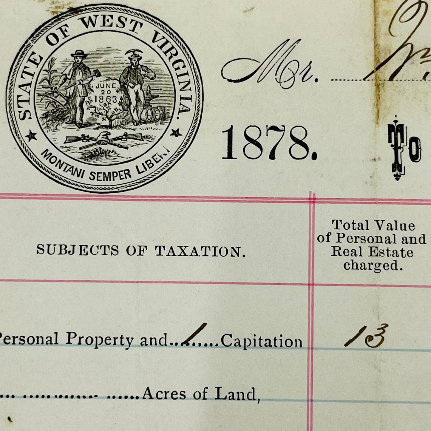 1878 Alfred Taylor Sheriff Hardy Co West Virginia Billhead Letterhead AA4